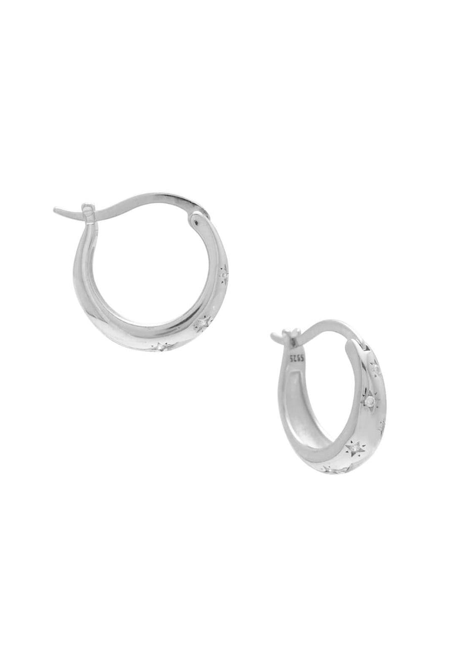 Lucky Stars Hoops Rhodium